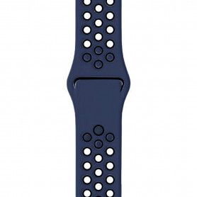 Curea Sport Perforata, compatibila Apple Watch 1/2/3/4, Silicon, 38mm/40mm, Albastru / Negru  - 1