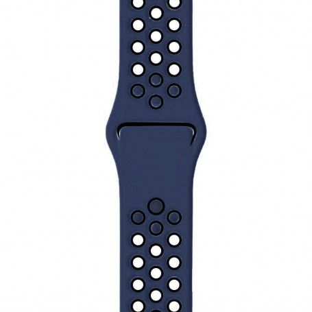 Curea Sport Perforata, compatibila Apple Watch 1/2/3/4, Silicon, 38mm/40mm, Albastru / Negru  - 1
