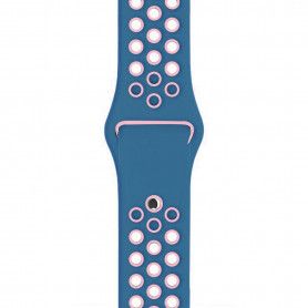 Curea Sport Perforata, compatibila Apple Watch 1/2/3/4, Silicon, 38mm/40mm, Turcoaz / Roz  - 1