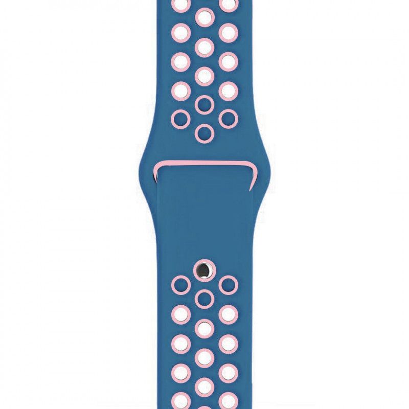 Curea Sport Perforata, compatibila Apple Watch 1/2/3/4, Silicon, 42mm/44mm, Turcoaz / Roz  - 1