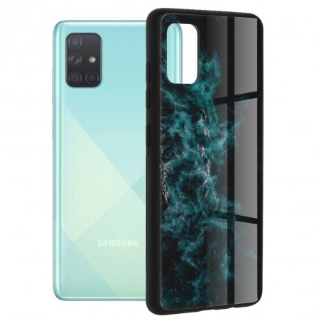 Husa Carcasa Spate pentru Samsung Galaxy A71 - Glaze Glass,  Blue Nebula