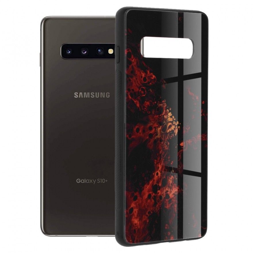 Husa Carcasa Spate pentru Samsung Galaxy S10 Plus - Glaze Glass,  Red Nebula