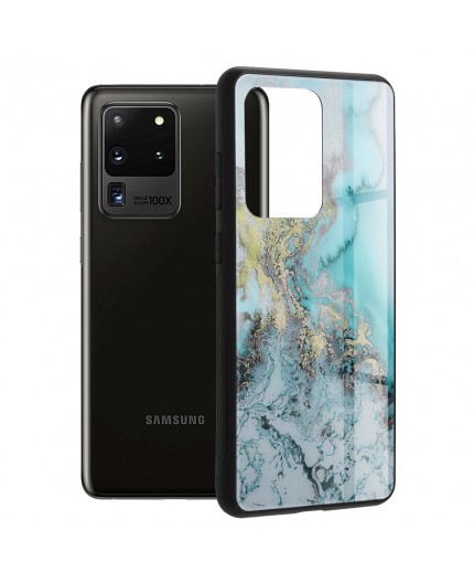 Husa Carcasa Spate pentru Samsung Galaxy S20 Ultra - Glaze Glass,  Blue Ocean