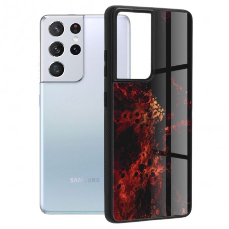 Husa Carcasa Spate pentru Samsung Galaxy S21 Ultra - Glaze Glass,  Red Nebula