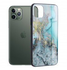 Husa Carcasa Spate pentru iPhone 11 Pro - Glaze Glass,  Blue Ocean