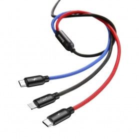 Cablu de date, incarcare 3 in 1, Baseus, Micro-USB, USB-C, Lightning, 3A, 1.2M, negru Baseus - 2