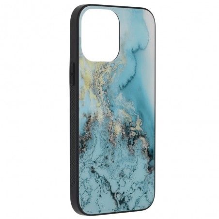 Husa Carcasa Spate pentru iPhone 13 Pro Max - Glaze Glass,  Blue Ocean