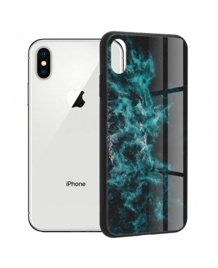 Husa Carcasa Spate pentru iPhone X / XS - Glaze Glass,  Blue Nebula