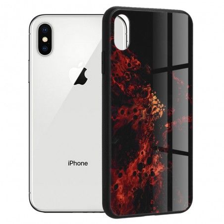 Husa Carcasa Spate pentru iPhone XS / iPhone X - Glaze Glass, Red Nebula - 1