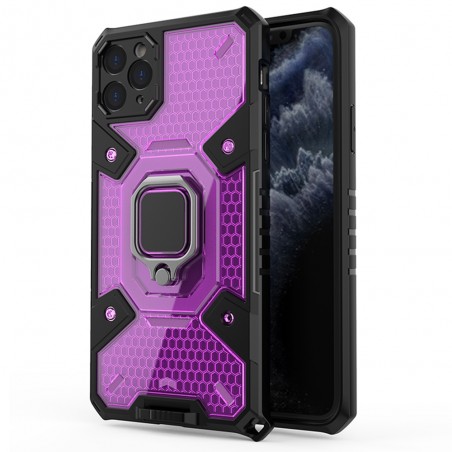 Husa Carcasa Spate pentru iPhone 11 Pro Max - HoneyComb Armor, Roz cu Violet