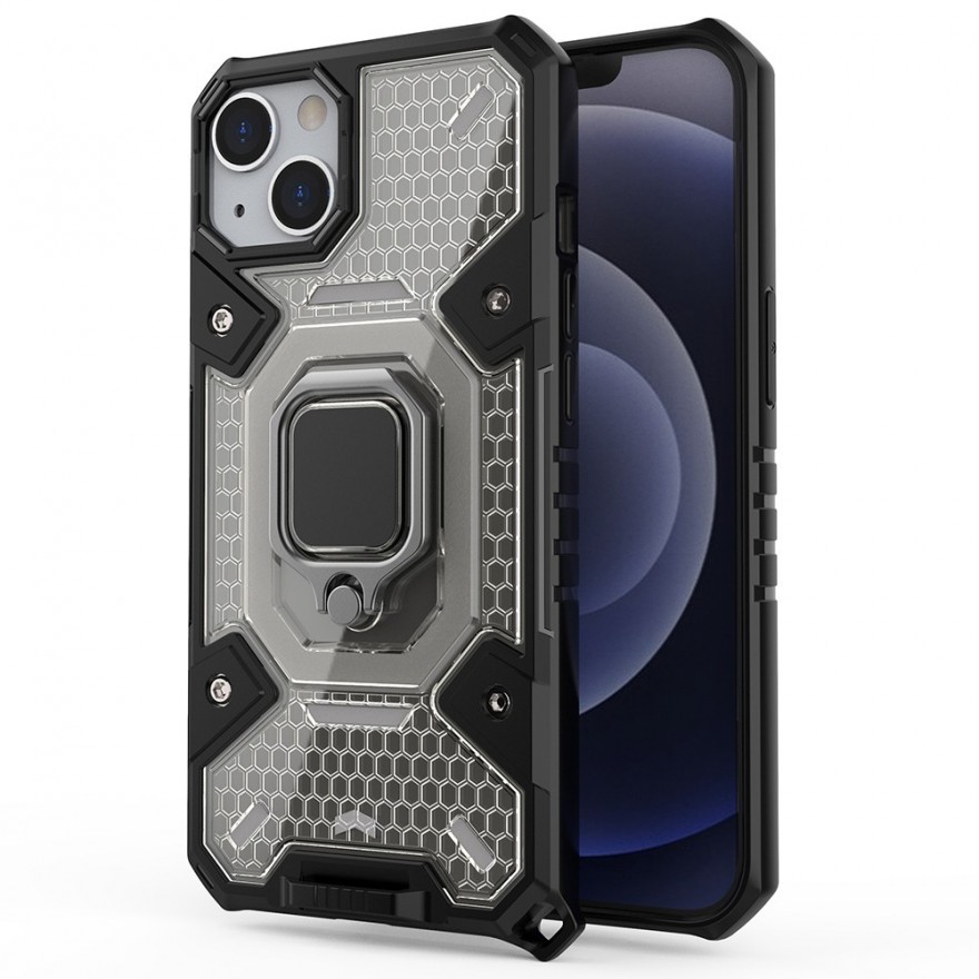Husa Carcasa Spate pentru iPhone 13 - HoneyComb Armor, Neagra