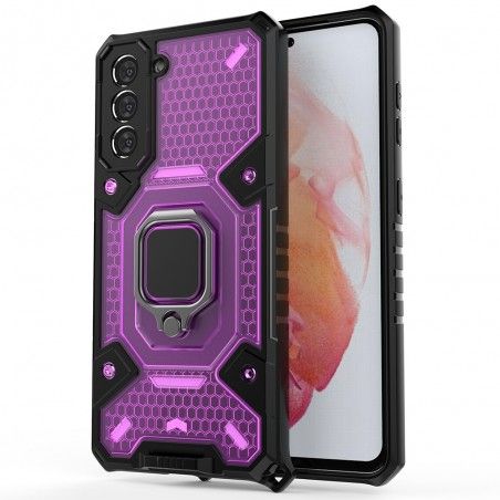 Husa Carcasa Spate pentru Samsung Galaxy S21 FE - HoneyComb Armor, Roz cu Violet