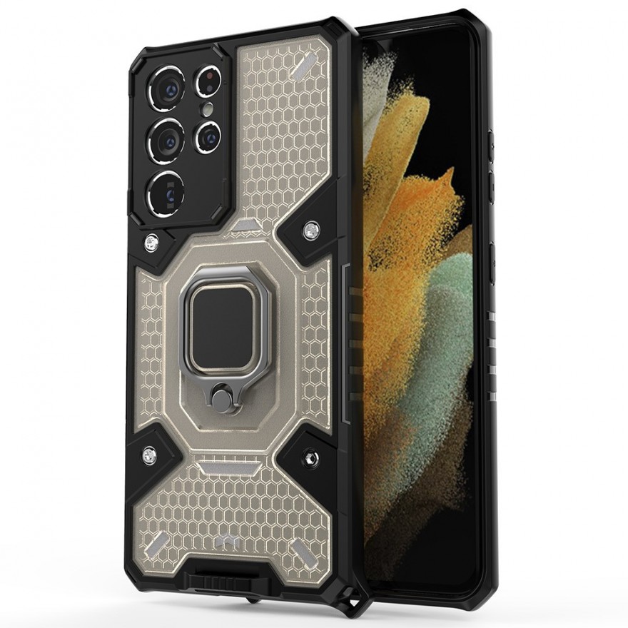 Husa Carcasa Spate pentru Samsung Galaxy S21 Ultra - HoneyComb Armor, Neagra