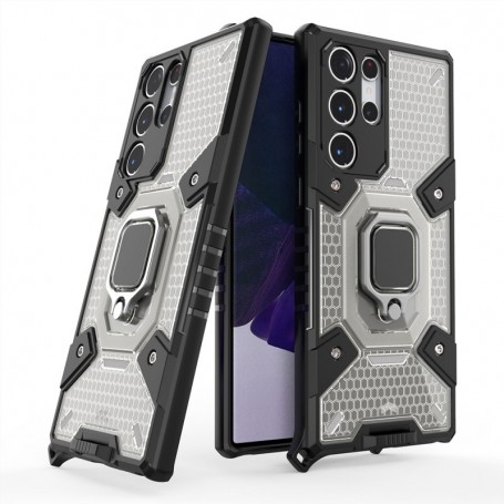 Husa Carcasa Spate pentru Samsung Galaxy S22 Ultra - HoneyComb Armor, Neagra