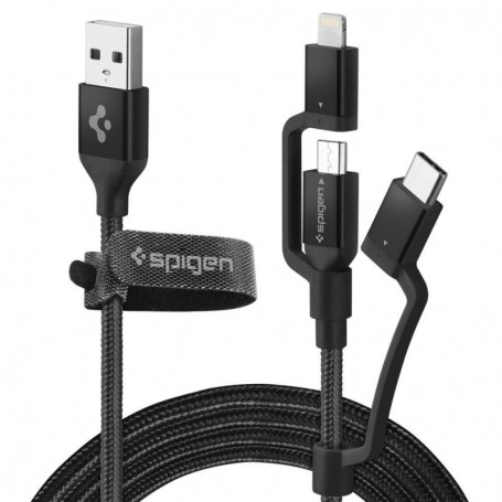 Cablu Spigen C10i3 3in1 Type-c & Lightning & Micro-usb 150cm Black