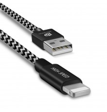 Cablu de date DuxDucis, K-One, USB la Lightning, 3M, Alb-Negru