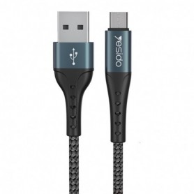 Cablu de date din Nailon, USB la Micro USB, 2.4A, 1.2M, Yesido (CA-62) - Negru