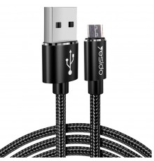 Cablu de date din Nailon, USB la Micro USB, 2.4A, 1.2M, Yesido (CA-57) - Negru