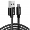 Cablu de date din Nailon, USB la Micro USB, 2.4A, 1.2M, Yesido (CA-57) - Negru