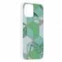Husa Carcasa Spate pentru iPhone 12 - Marble Design, Hexagoane Verzi