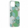 Husa Carcasa Spate pentru iPhone 13 - Marble Design, Hexagoane Verzi
