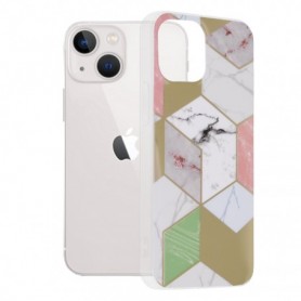 Husa Carcasa Spate pentru iPhone 13 Mini - Marble Design, Hexagoane Violet