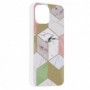 Husa Carcasa Spate pentru iPhone 13 Mini - Marble Design, Hexagoane Violet
