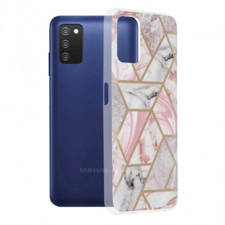 Husa Carcasa Spate pentru Samsung Galaxy A03s - Marble Design, Hexagoane Roz