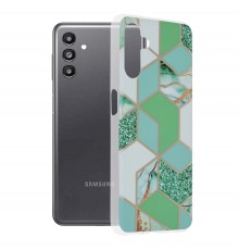 Husa Carcasa Spate pentru Samsung Galaxy A13 5G - Marble Design, Hexagoane Verzi