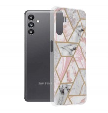 Husa Carcasa Spate pentru Samsung Galaxy A13 5G - Marble Design, Hexagoane Roz