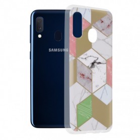 Husa Carcasa Spate pentru Samsung Galaxy A20e - Marble Design, Hexagoane Violet