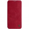 Husa Flip tip carte iPhone 12 Mini - Qin Leather, Nillkin, Rosu