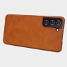 Husa Flip tip carte Samsung Galaxy S21 - Qin Leather, Nillkin, Maro