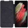 Husa Flip tip carte Samsung Galaxy S21 FE - Qin Leather, Nillkin, Neagra