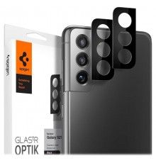 Folie protectie camera pentru Samsung Galaxy S21 / S21 5G, Spigen Optik.Tr, 2 bucati , Neagra  - 1
