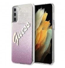 Husa carcasa spate Guess Glitter Gradient Script, Samsung Galaxy S21 / S21 5G, Roz Guess - 1