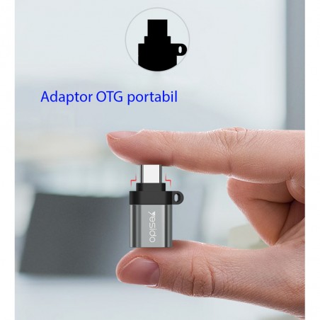 Adaptor Type-C la USB 3.0, Plug & Play, 5Gbps, Yesido (GS06) - Negru - 2