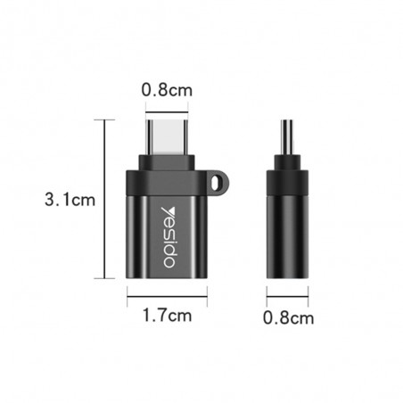 Adaptor Type-C la USB 3.0, Plug & Play, 5Gbps, Yesido (GS06) - Negru - 3