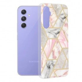 Husa carcasa Spate pentru Samsung Galaxy A54 - Marble Series - Pink Hex