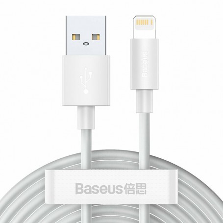 Cablu de Date USB la Lightning, Fast Charging 2.4A, 480Mbps, 1.5m (set 2) - Baseus (TZCALZJ-02) - White