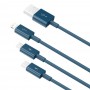 Cablu de Date USB la Type-C, Micro-USB, Lightning, Fast Charging 3.5A, 1.5m - Baseus Superior Series (CAMLTYS-03) - Blue
