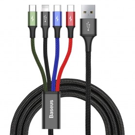 Cablu de Date USB la Lightning, 2 x Type-C, Micro-USB 3.5A, 1.2m - Baseus (CA1T4-B01) - Black