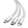 Cablu de Date USB la Type-C, Lightning, Micro-USB 3.5A, 1.2m - Baseus (CAMLT-MJ02) - White