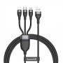 Cablu de Date USB la Lightning, Micro-USB, Type-C 66W, 1.2m - Baseus Flash Series (CA1T3-G1) - Gray