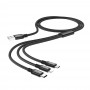 Cablu de Date USB-A la Type-C, Micro-USB, Lightning 2A, 1m - Hoco Times (X14) - Black