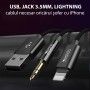 Cablu Adaptor Lightning la USB, Jack - Yesido (YAU-18) - Black