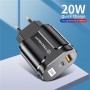 Incarcator Priza USB-A, QC 3.0, USB-C, 20W - Techsuit Premium (CHPD038) - Black