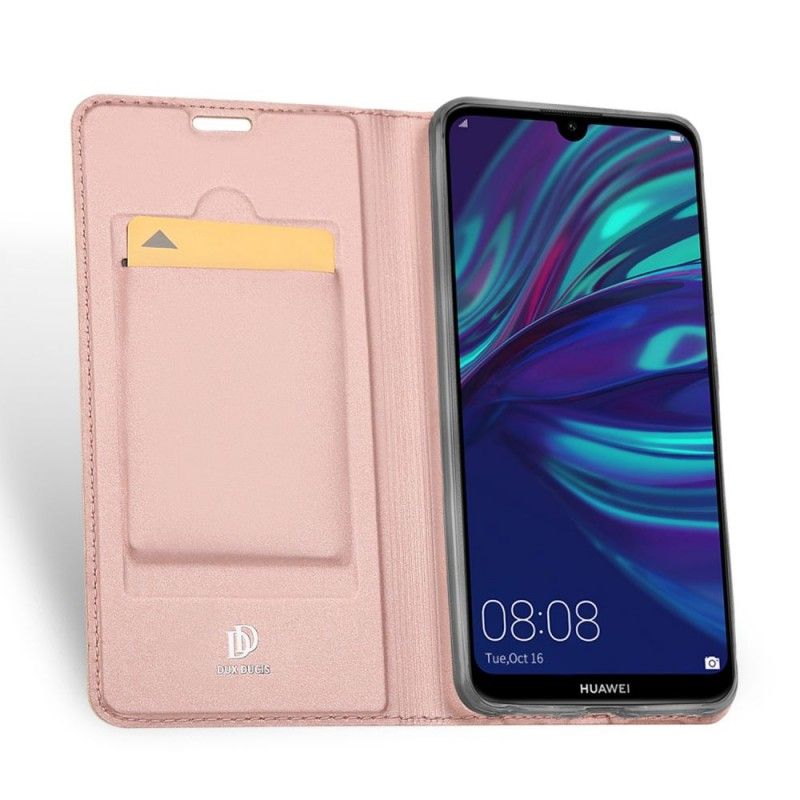 Husa Flip Tip Carte DuxDucis Skin Pro pentru Huawei Y7 (2019) , Rose Gold - 2