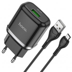 Incarcator Priza USB-A, 18W, 3A + Cablu Micro-USB 1m - Hoco Special (N3) - Black