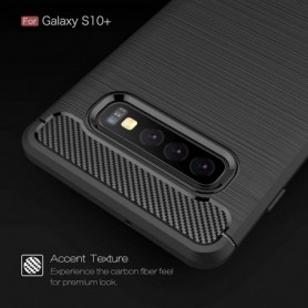 Husa Tpu Carbon Fibre pentru Samsung Galaxy S10+ Plus, Neagra  - 5